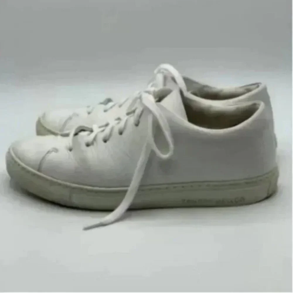 Tamara Mellon White Leather Low Top Court Sneakers Made in Italy Size 37.5